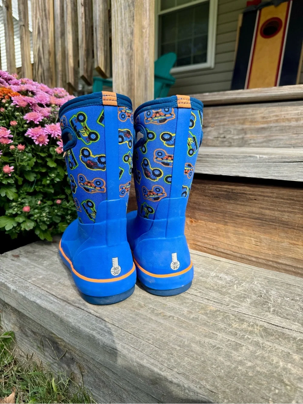 Bog Boots Kid’s Blue Trucks Waterproof Winter Boots